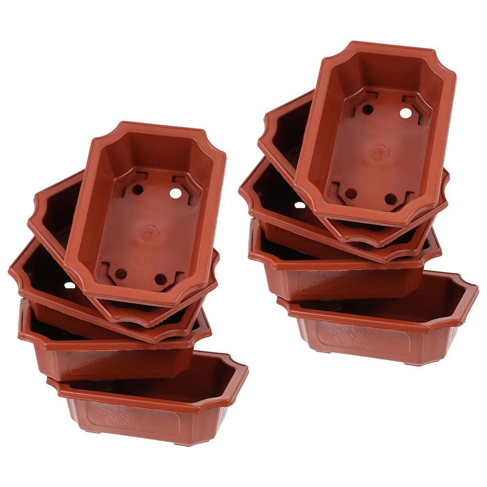 10 Pcs Large Bonsai Pots - Reusable Plastic Flowerpots