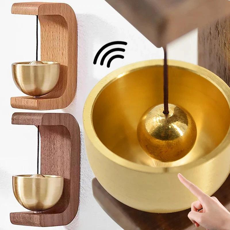 Solid Wooden Wind Chimes Doorbell | Magnetic Brass Wood Wind Chimes | Minimalist Entrance Home Decor