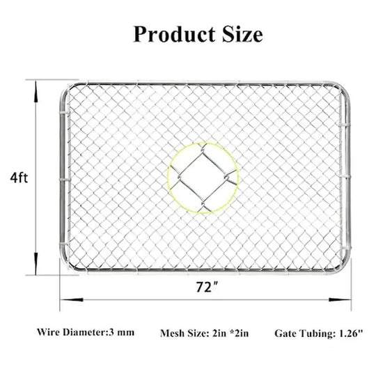 Adjustable 6 Foot Heavy Duty Galvanized Chain Link Fence Panel Kit - Anti-Rust, Privacy Chain Link Fence for Yard and Garden