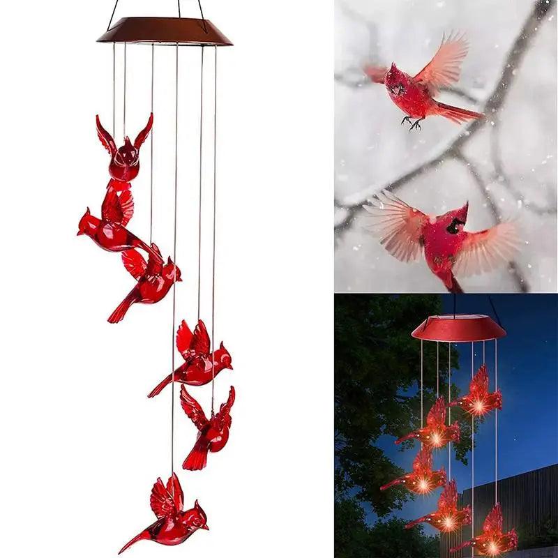 Solar Hummingbird Wind Chimes with LED Lights | Outdoor Solar-Powered Chimes for Garden, Patio, Yard | Decorative for Relaxing Ambiance, Memorial Gift