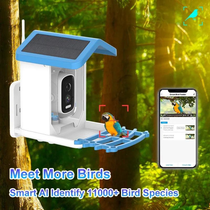 Smart Bird Feeder with 4MP HD Camera | Solar Power, AI Recognition, Night Vision | Waterproof & Wi-Fi Enabled | For Large Birds & Unique Designs