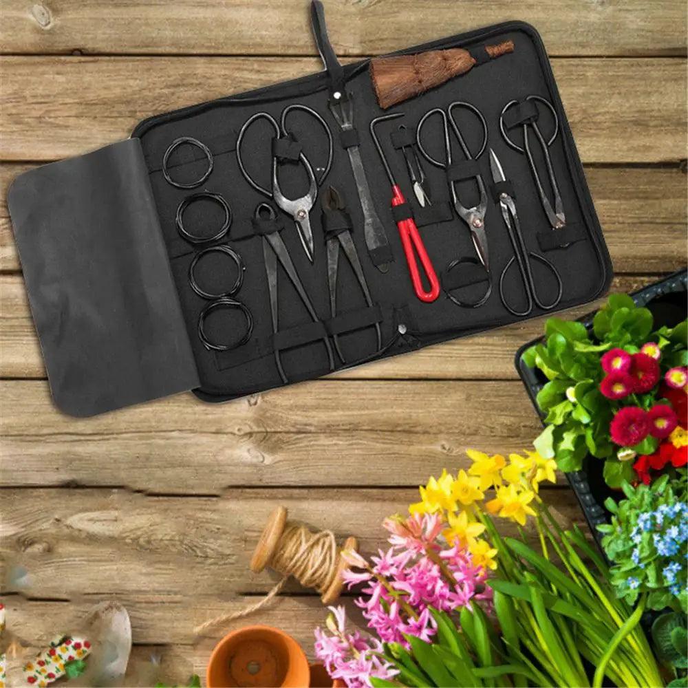 10PCS Bonsai Tools Kit - Professional Cutter Scissors, Pruning Shears & Root Rake Set for Bonsai Tree Care