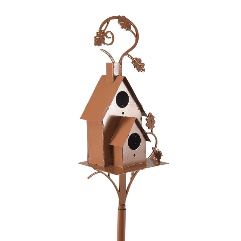 Unique Birdhouses with Pole | Metal Birdhouse Kits & Decorative Color of Copper Bird House Poles for Patio & Garden