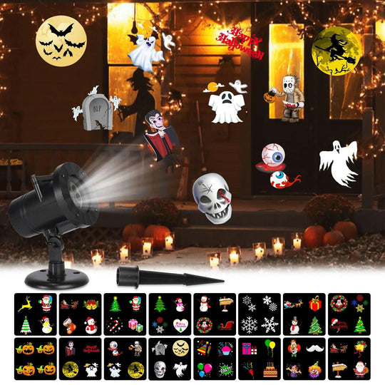 Christmas & Halloween Projector Lights Outdoor | 16 Slides, LED Waterproof | Light Show for Halloween Decorations & Outdoor Displays