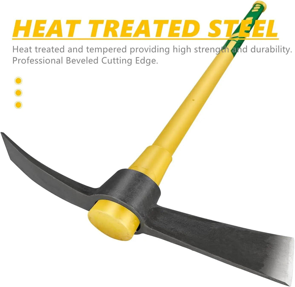 Heavy Duty Pick Axe 36" with Forged Steel Blades for Weeding, Digging, Chopping - Garden Pick Axe Tool