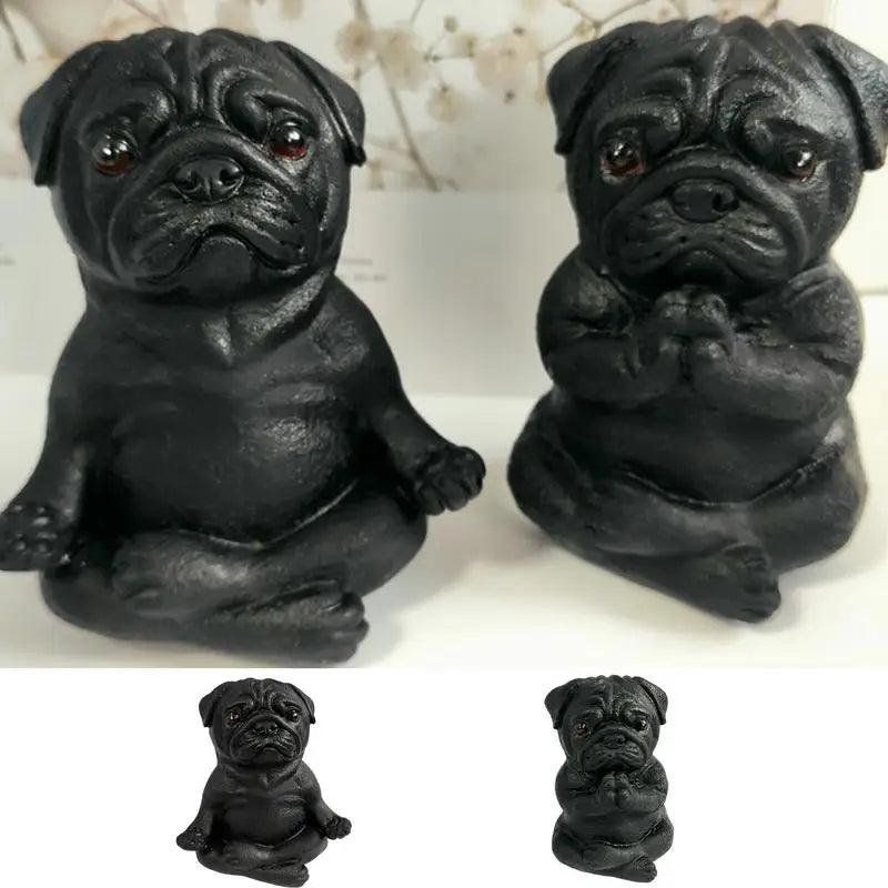 Resin Pug Dog Garden Statue - Meditating Pug Outdoor Statue for Lawn and Garden Decor Figurine