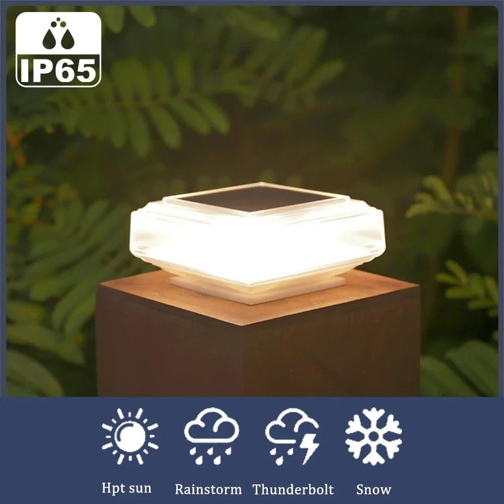 Solar Deck Post Lights | Waterproof LED Post Cap Light | 4x4 Solar Lights for Decking, Fence, Pillar | Warm Light for Garden, Patio, Yard