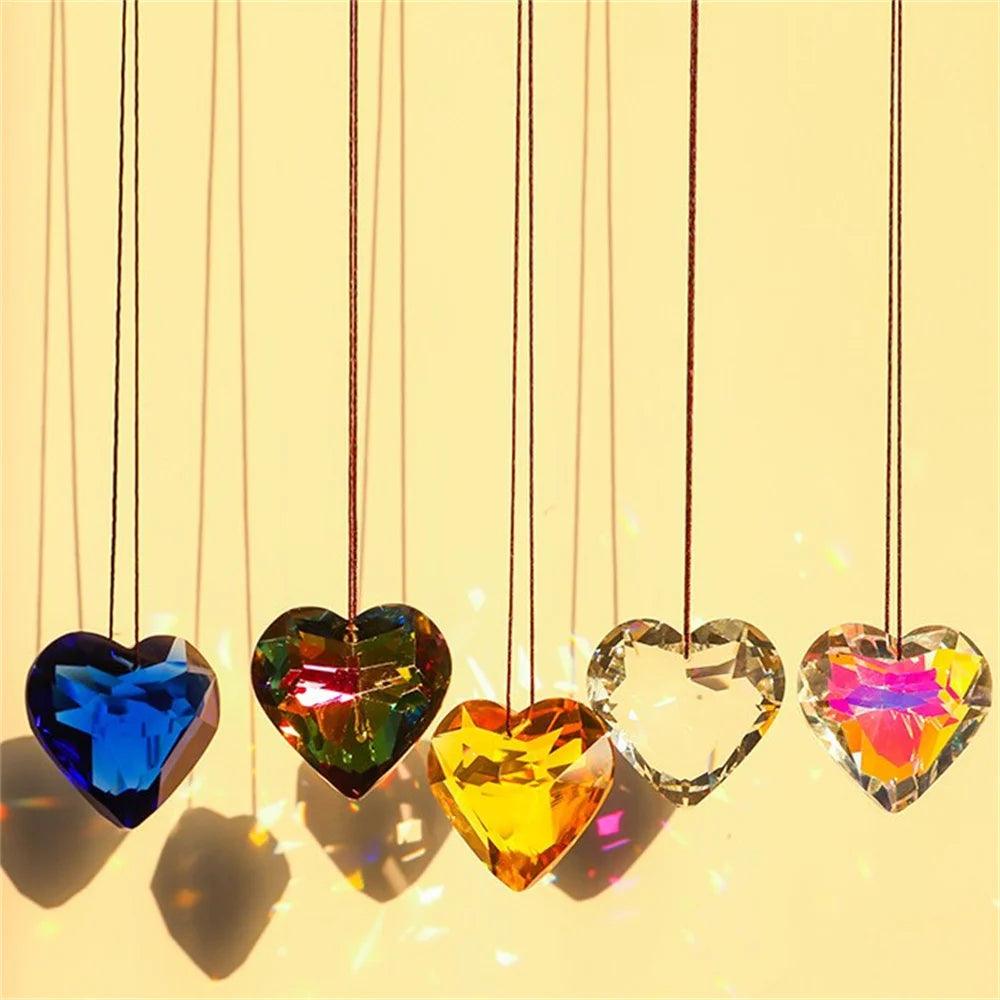 1.77" Heart Crystal Sun Catcher Prism for Window Suncatcher with Hanging Crystals - Rainbow Maker for Home, Office, Garden Decor, Christmas Gift