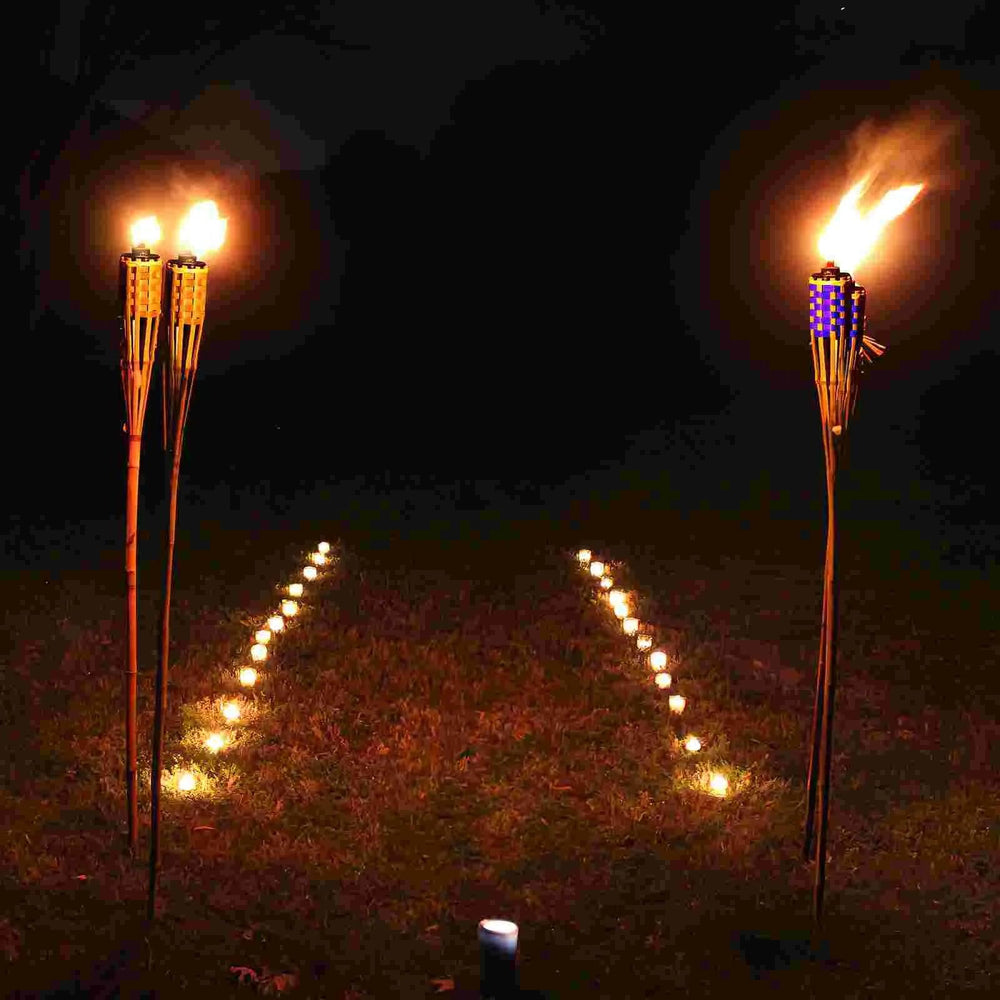 Bamboo Torch Flame Light - Outdoor Pathway Lights, Driveway Lights, Walkway Lights, Landscape Path Lighting (Random Color)