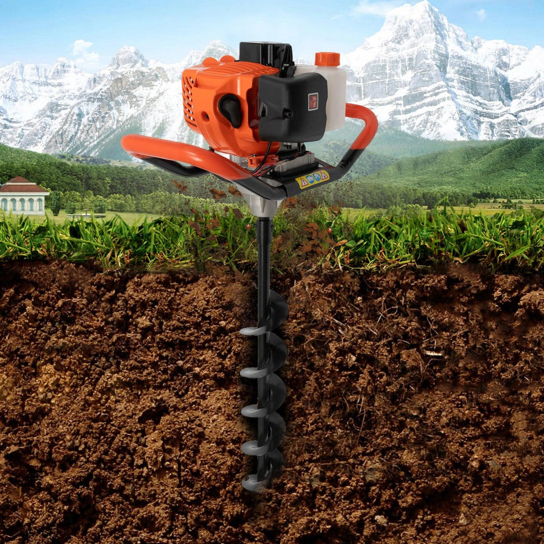 52cc 2-Stroke Gas Powered Post Hole Digger with 3 Drill Bits, Auger Fence Pole Hole Digger for Gardening & Fencing