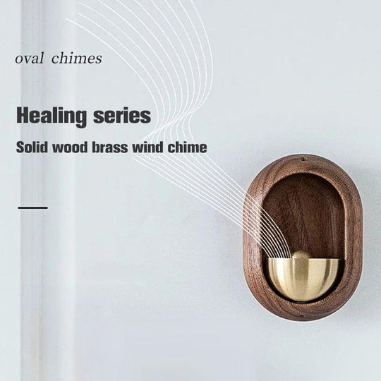 Wooden Wind Chimes Doorbell - Decorative Wood and Brass Bell for Door Opening, Japanese Porch Reminder, Outdoor Wind Chime