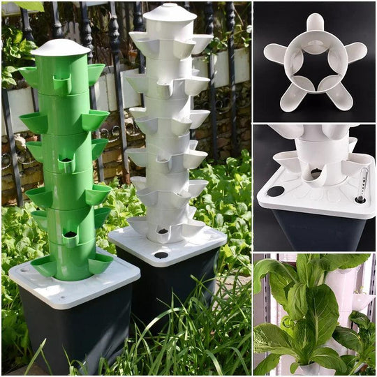 Garden Hydroponic Vertical Tower Planters - Indoor/Outdoor Soilless Cultivation System for Fruits and Vegetables