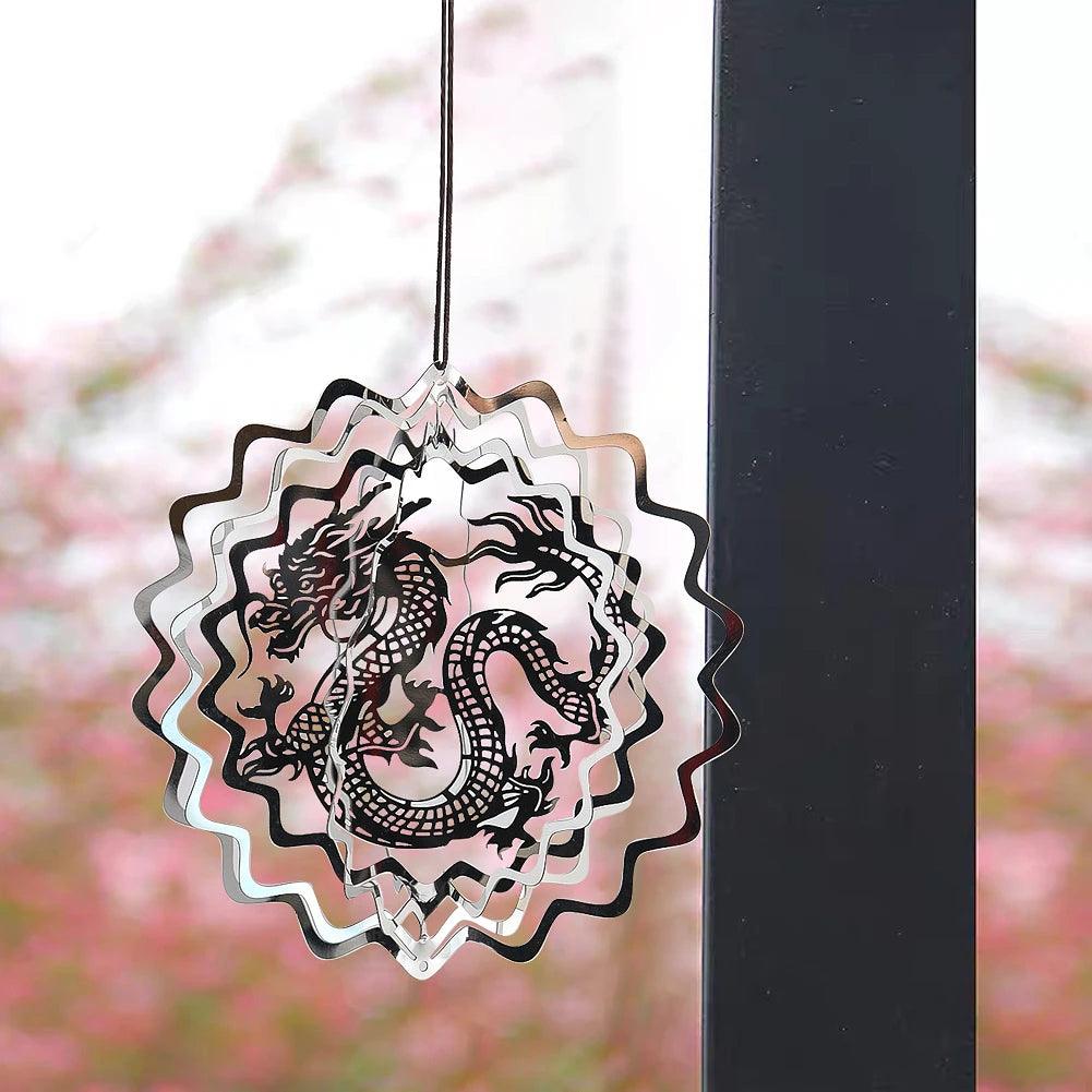 Dragon Sublimation Metal Wind Spinner for Yard - Reflective Garden Spinner - Outdoor Wind Spinners for Lawn and Garden Decor