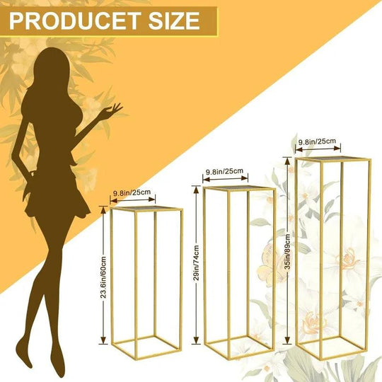 Gold Metal Planter Pedestal Stand - Tall Round Cylinder Plant Stand for Large Plants & Events