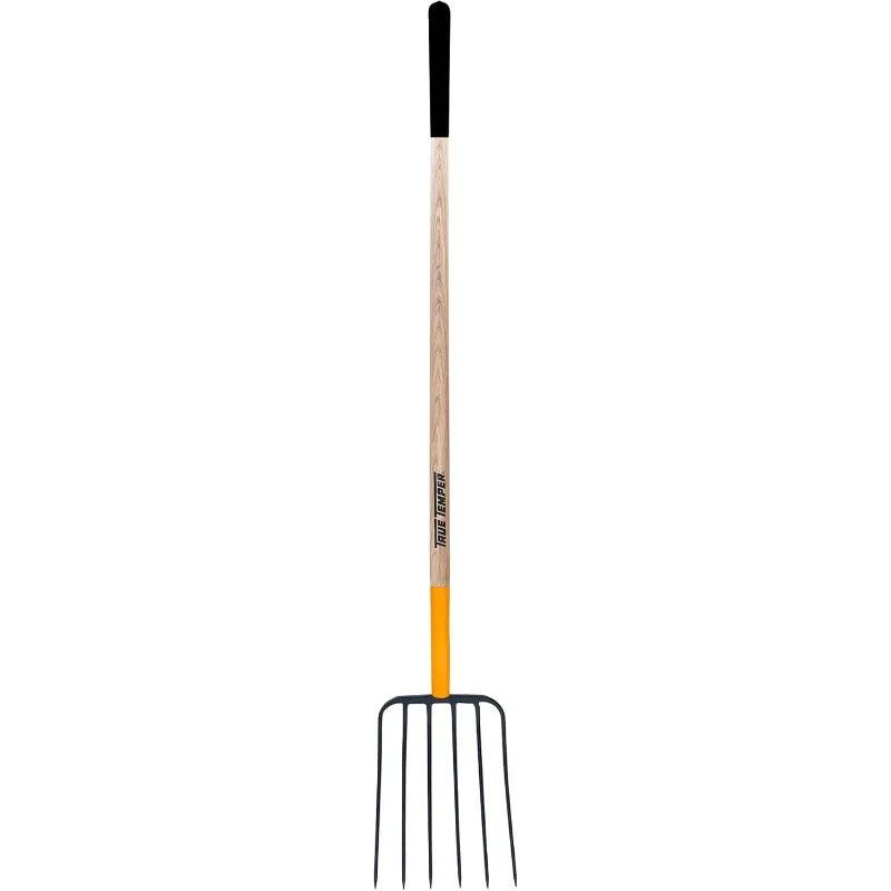 48-inch Tine Steel Pitch Fork with Hardwood Handle, Ideal Garden Pitchfork Tool for Manure, Mulch, and Compost