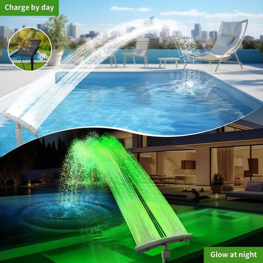 Pool Fountains and Water Features | 360° Adjustable 12-Color LED Solar Lights | Remote Control Powerful Spray System for Pools