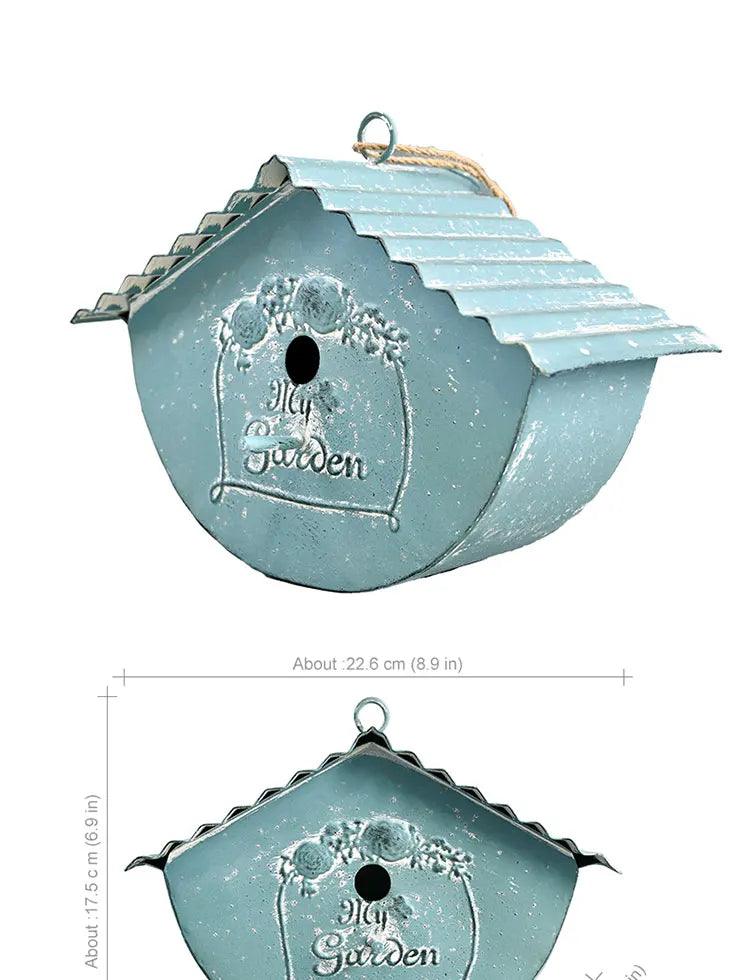 Unique Hanging Metal Birdhouse for Sale - Farmhouse Bird Houses for Garden Decor