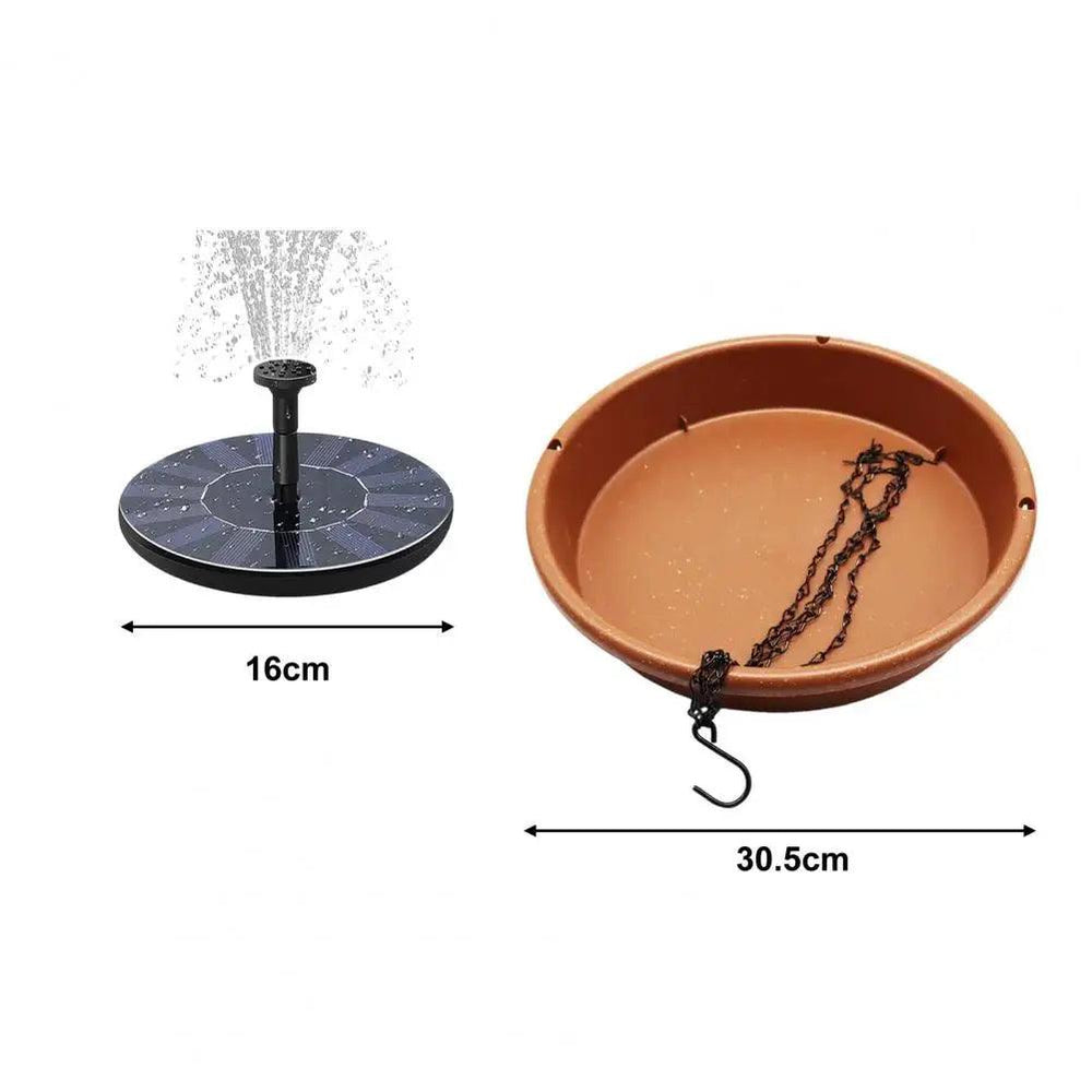 Solar-Powered Bird Bath Fountain with S-Shaped Hook – 12.01-inch Tray, Outdoor Birdbaths & Water Fountains for Garden Décor