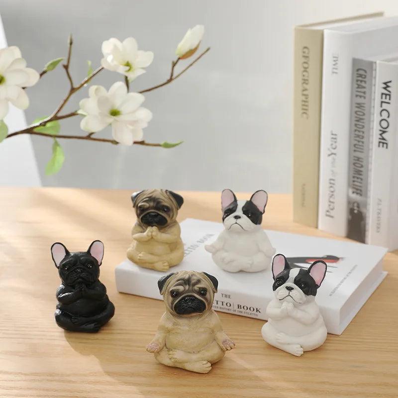 Resin Pug Dog Garden Statue Figurine - Meditating Zen Yoga Pug Outdoor Statue for Lawn & Patio