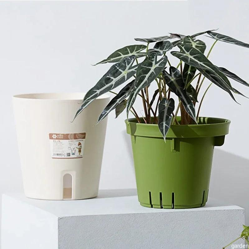 Double Layer Self-Watering Hydroponics Flower Pot – Plastic Automatic Water-Absorbing Planter for Home & Office