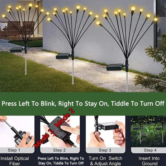 Solar Powered Firefly Lights - 6/8/10 LED Outdoor Swaying Garden Decoration Lights