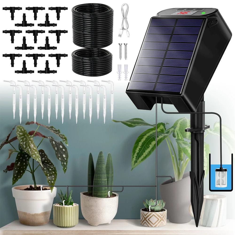 Solar Automatic Drip Irrigation Kit 5V. 2.5 W system for Home Garden | Self-Watering Solar System with Anti-Siphon Device