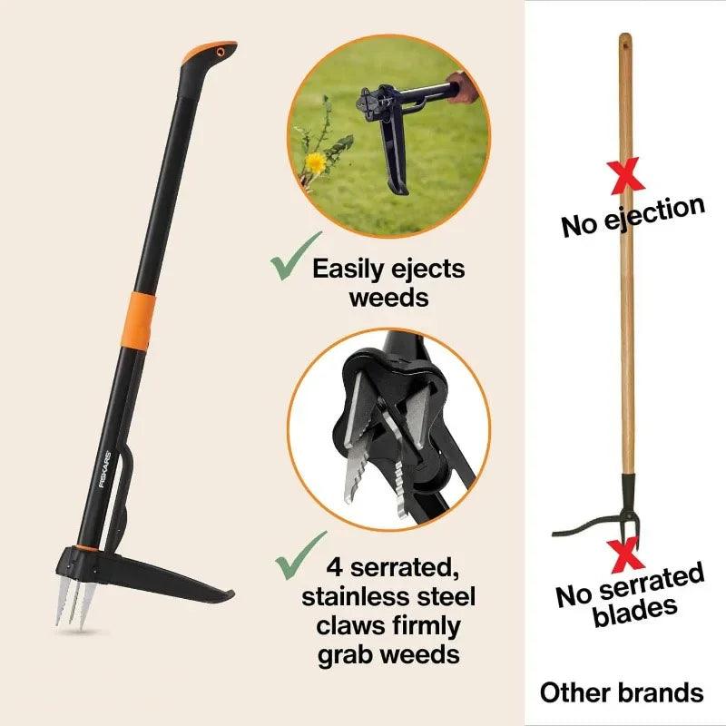 39-Inch Stand Up Weeding Tool, 4-Claw Weed Puller with Ergonomic Handle for Easy Weed Removal