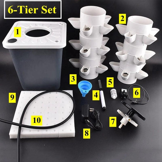 5-Hole Hydroponic Growing System - Vertical Tower Planters for DIY Soilless Cultivation