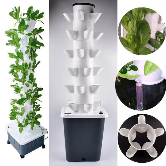 5-Hole Hydroponic Growing System - Vertical Tower Planters for DIY Soilless Cultivation