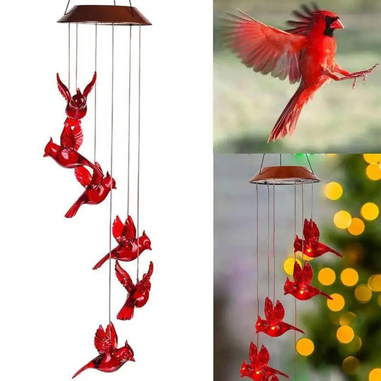 Solar Hummingbird Wind Chimes with LED Lights | Outdoor Solar-Powered Chimes for Garden, Patio, Yard | Decorative for Relaxing Ambiance, Memorial Gift