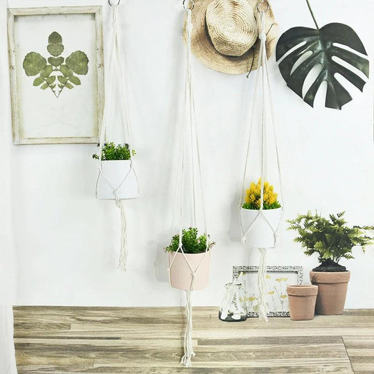 Indoor Wall Planters - Hanging Flower Pots, Vertical Garden Planters, Wall-Mounted Macrame Plant Hangers for Home and Garden Decor