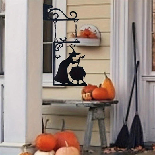 Halloween Metal Wall Decor Ghost Art with Witch, Pumpkin, Crow, Skeleton | Outdoor & Indoor Metal Wall Hanging Decorations