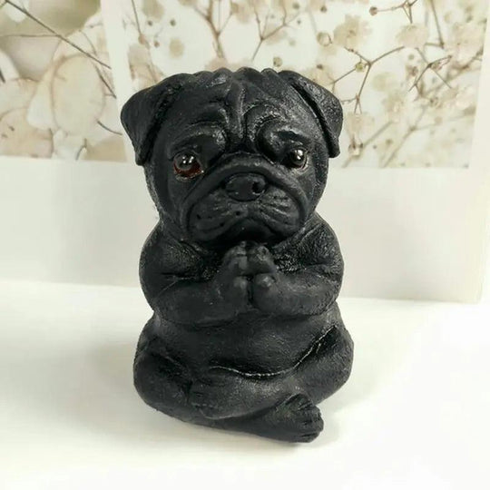 Resin Pug Dog Garden Statue - Meditating Pug Outdoor Statue for Lawn and Garden Decor Figurine