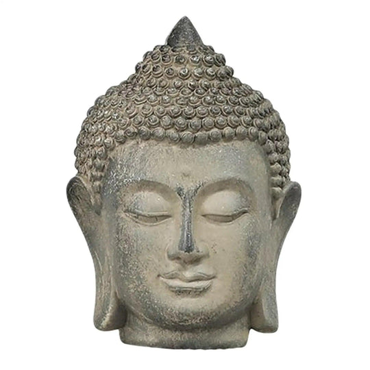 Outdoor Statuary Buddha Head Statue - Asian Buddha Head Garden Figurine Decor for Meditation