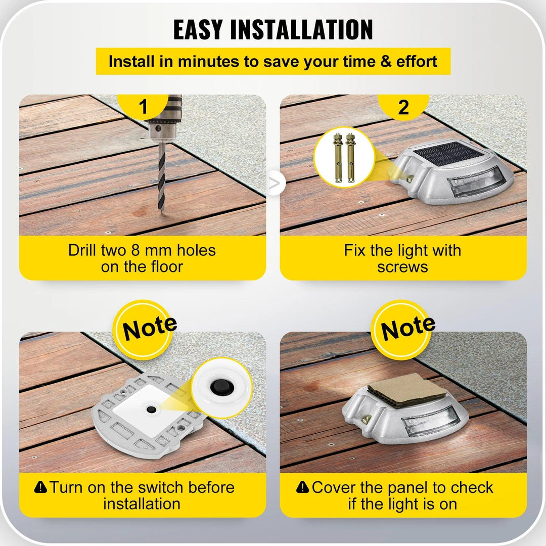 Solar LED Driveway Lights Outdoor Waterproof 6 LEDs Pathway, Walkway, and Driveway Lighting