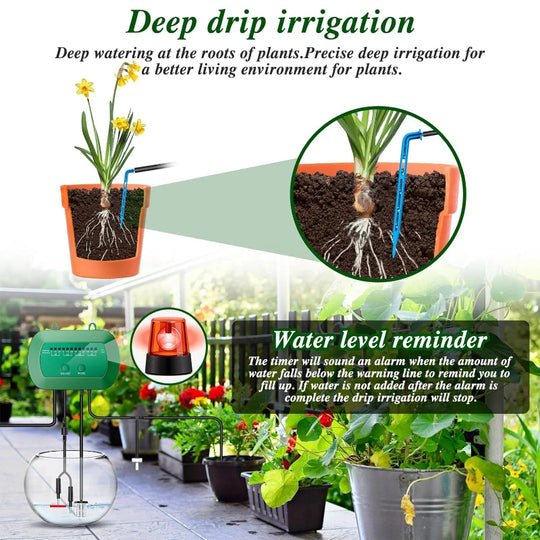 2024 Latest Solar Drip Irrigation Kit for Potted Plants – Automatic Garden Watering System with Timer