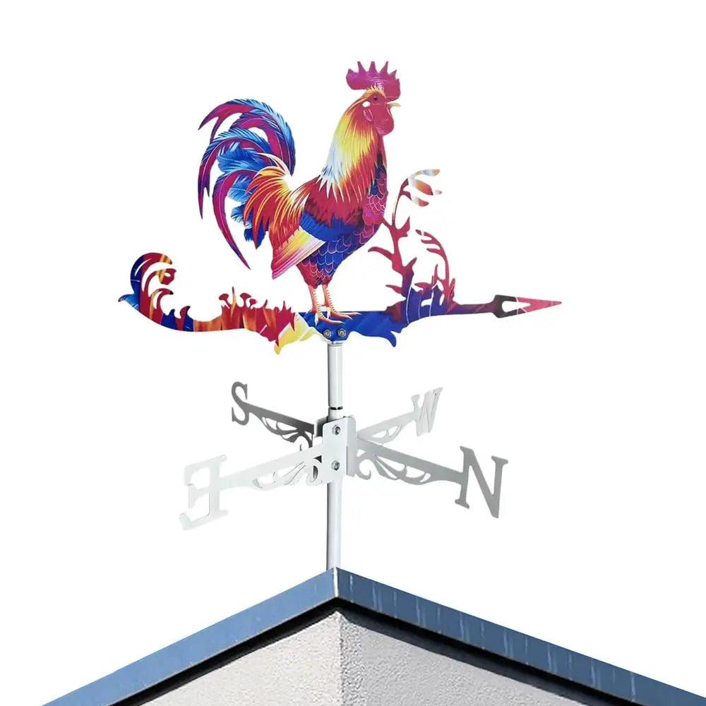 Rooster Weather Vane - Retro Metal Wind Direction Indicator for Roof & Garden Decor | Weathervanes & Yard Wind Spinners