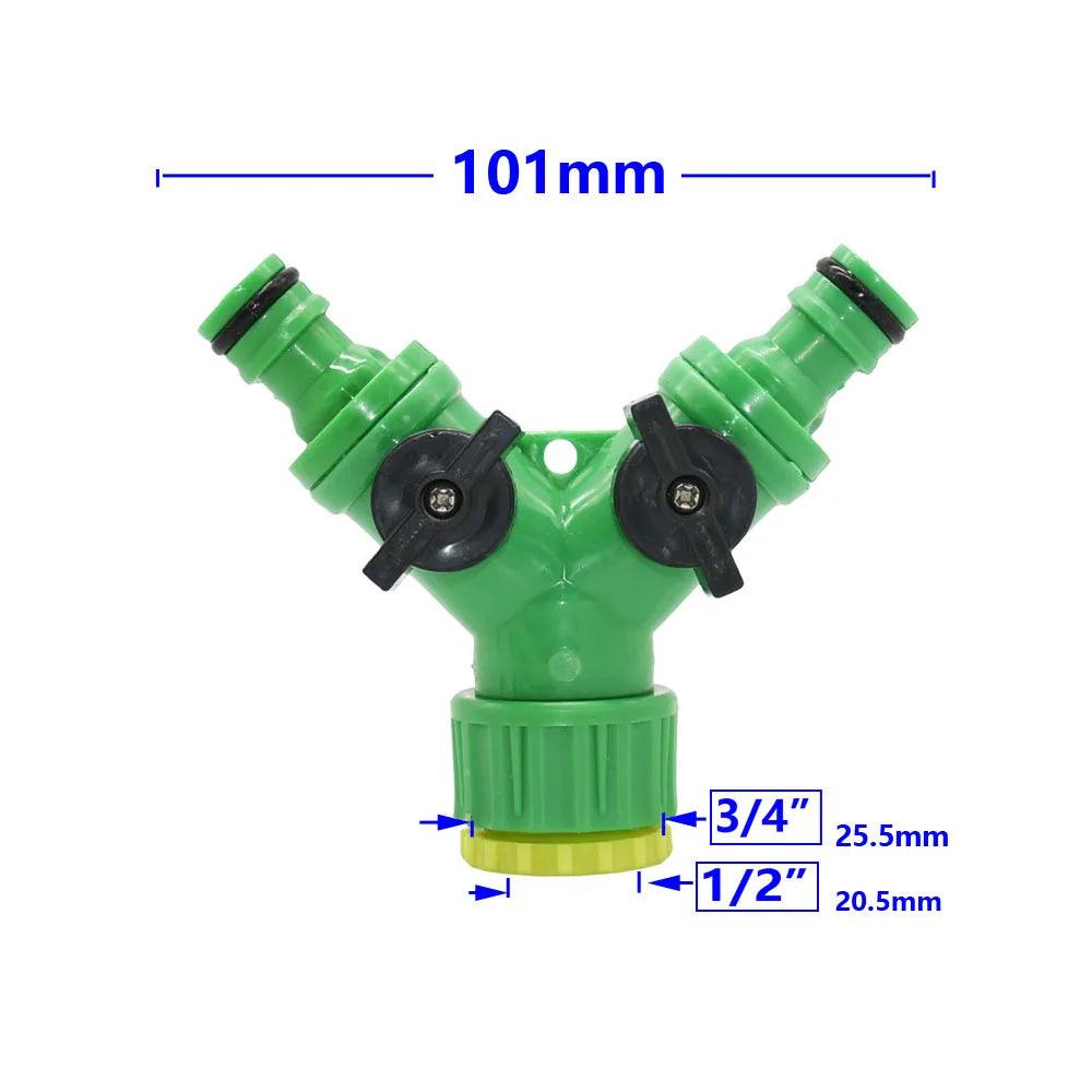 1/2 3/4 Thread 2-Way Garden Hose Splitter | Adjustable Y Splitter for Watering Fittings & Fauc