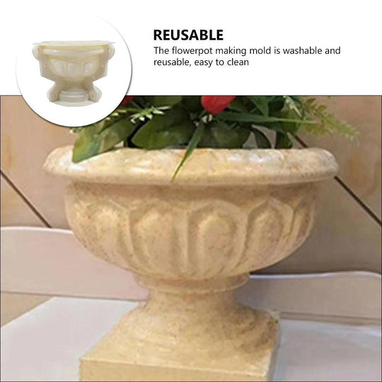 Large Planter Urn Mold for Concrete | Durable Plastic Flower Pot Mold | DIY Garden Urn Planters, Pedestal Planters, Outdoor Use