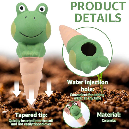 4Pcs Terracotta Ceramic Self-Watering Spikes - Cartoon Lazy Automatic Drip Irrigation System Water Dripper Device for Indoor Outdoor Plants