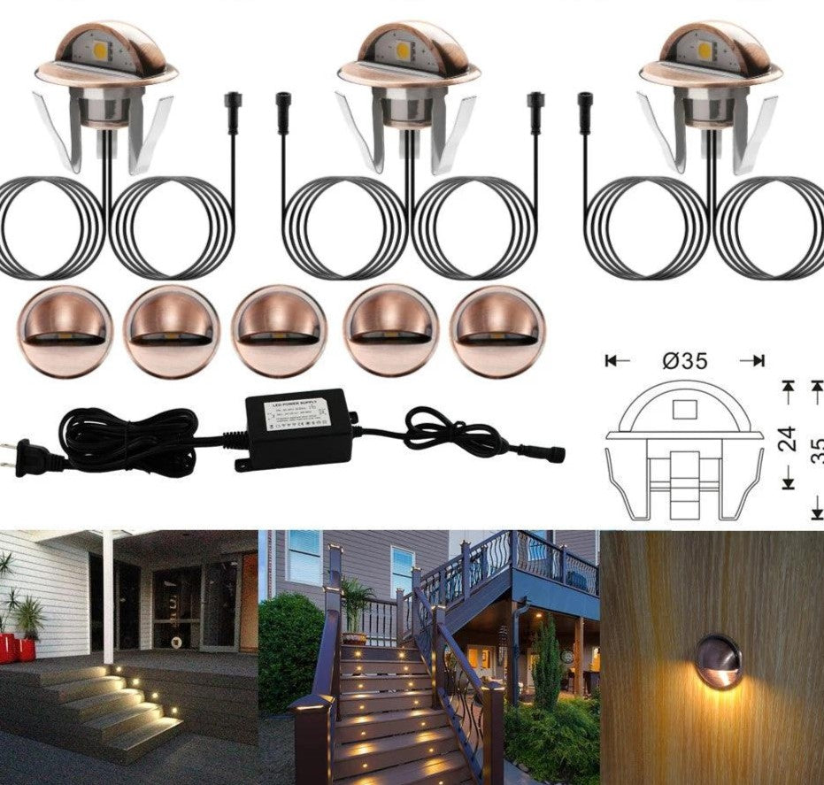 10-Pack LED Solar Deck Lights - Half Moon Outdoor Waterproof Step Lights for Decking, Stairs, and Railings