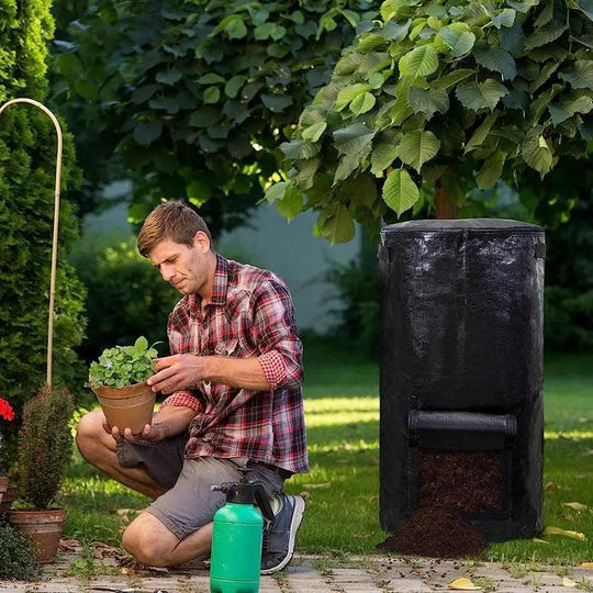 34 Gallon Collapsible Garden Compost Bag with Lid - Organic Waste Collector for Yard, Compostable and Durable Ferment Sacks