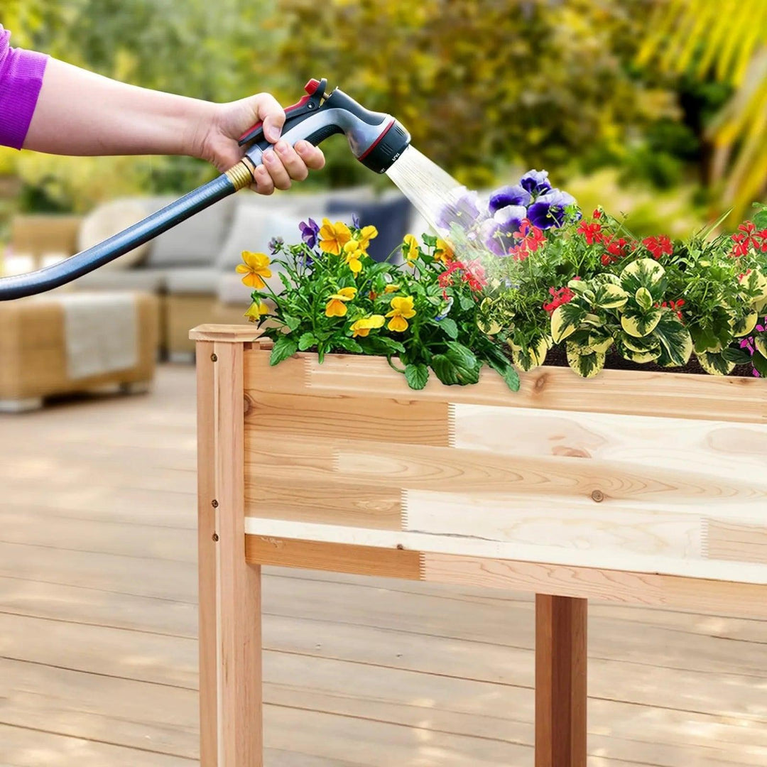 Canadian Cedar Raised Garden Bed - Elevated Wood Planter for Fresh Herbs and Vegetables