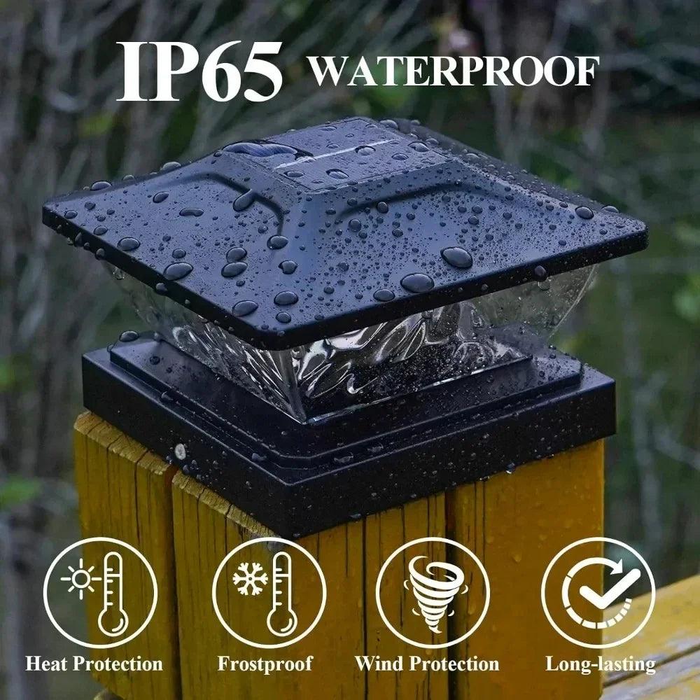 Solar Deck Post Lights - Waterproof LED Post Cap Light for 3.5x3.5, 4x4, 4.5x4.5, 5x5 Inch Posts - Ideal for Decking, Fence, and Patio