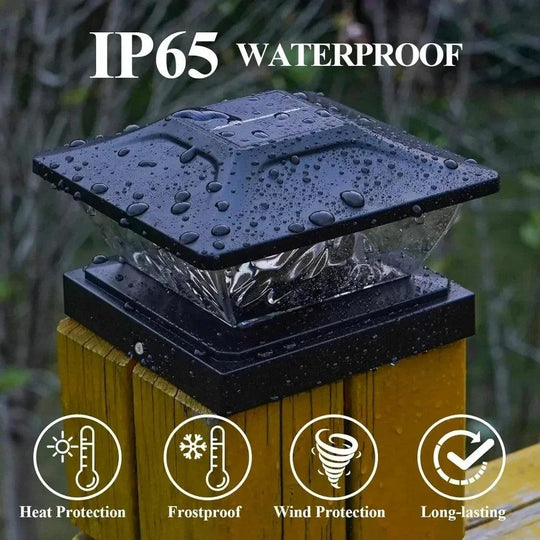 Solar Deck Post Lights - Waterproof LED Post Cap Light for 3.5x3.5, 4x4, 4.5x4.5, 5x5 Inch Posts - Ideal for Decking, Fence, and Patio