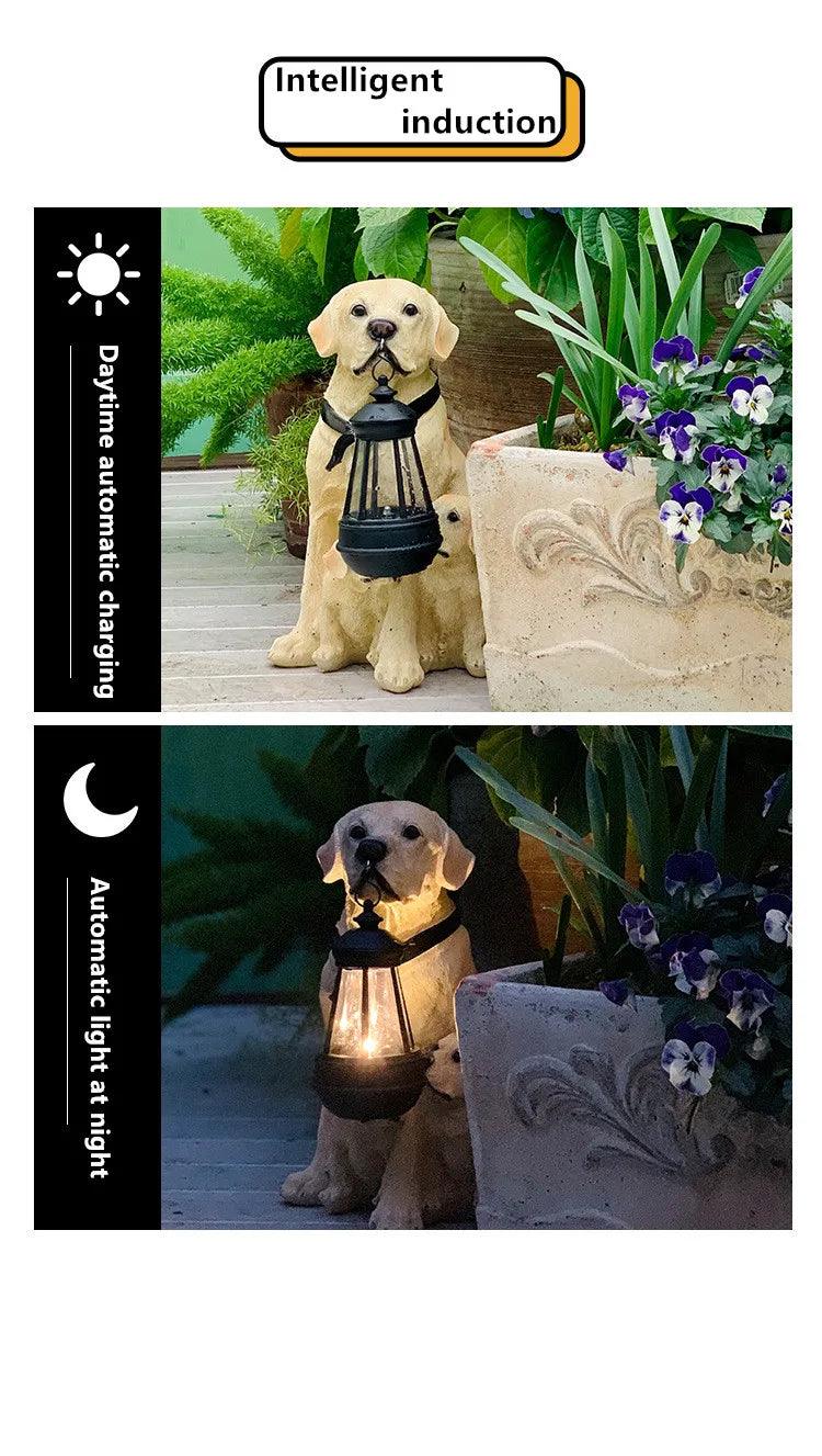 1 pc Outdoor Solar Dog Garden Statue Light - Resin Dog Figurine for Lawn & Garden Decor