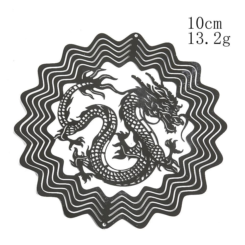 Dragon Sublimation Metal Wind Spinner for Yard - Reflective Garden Spinner - Outdoor Wind Spinners for Lawn and Garden Decor