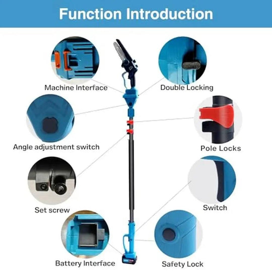 3-in-1 Electric Pruning Shears, Pole Saw & Tree Trimming Loppers Combo Kit - 15ft Reach, Cordless, High Carbon Steel, Battery Powered Pruner