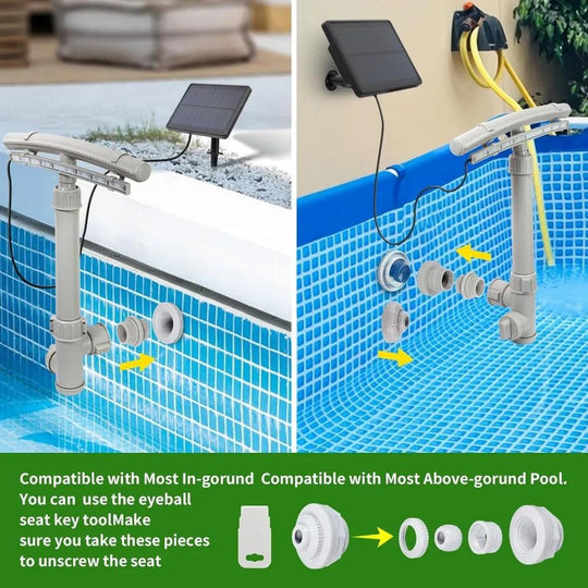 Pool Fountains and Water Features | 360° Adjustable 12-Color LED Solar Lights | Remote Control Powerful Spray System for Pools