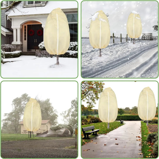 1PC Winter Plant Cover - Frost Protection, Anti-Freezing, Tear-Resistant Garden Cover with Drawstring Zipper Design